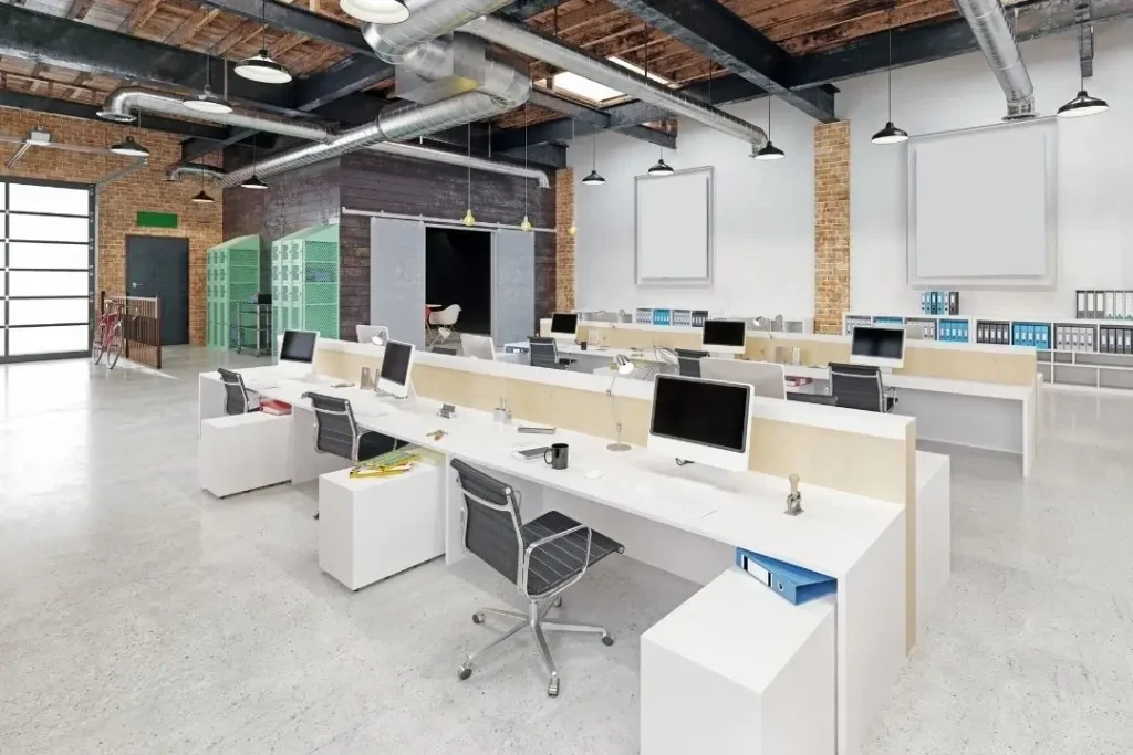 commercial space with an open ceiling