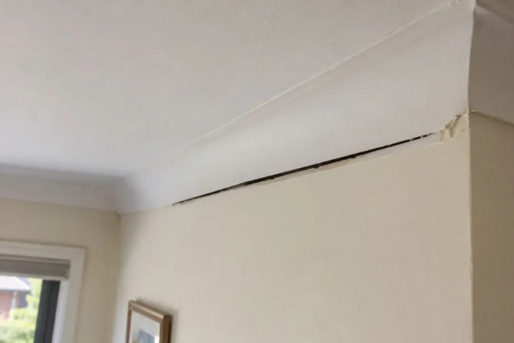 Plaster cornice separating from the wall